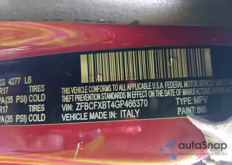 2016 Fiat 500X Easy z USA, uszkodzony, nr VIN ZFBCFXBT4GP466370